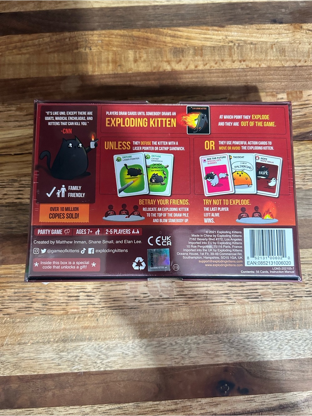Exploding Kittens Original Edition Card Game - Red - Picture 2 of 2